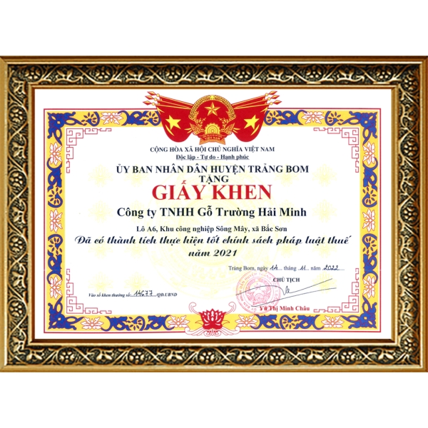 GIẤY KHEN THUẾ 2021